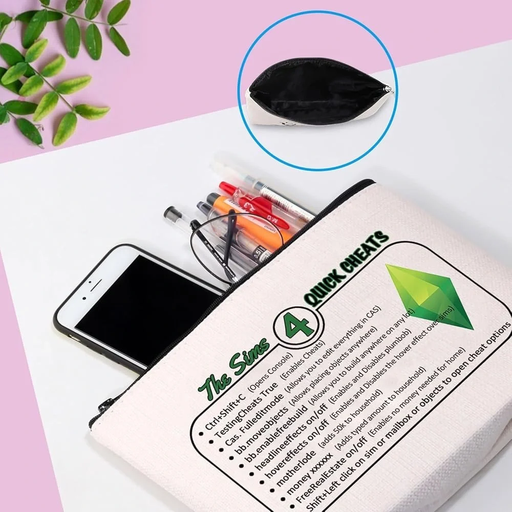 GJTIM women’s The Sims 4 Quick Cheats Plumbob Gaming Graphic Makeup Bag